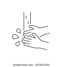 Washing hands line icon on white background
