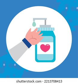Washing hands with liquid soap Self care Vector