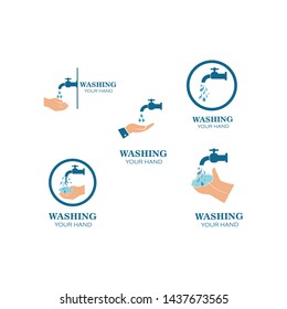 washing hands logo icon vector design template
