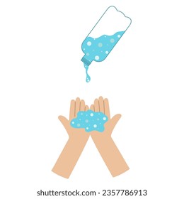 Lavar las manos de una botella de plástico. Beber agua, lavar. Conservación de recursos