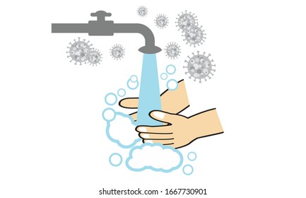 Washing hands to prevent infection ,Hygiene concept.