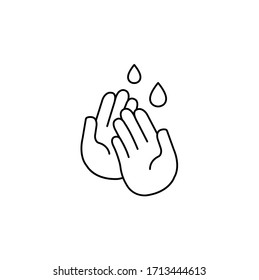 Washing hands simple thin line icon vector illustration