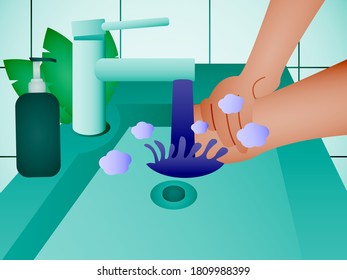 washing hands with soap flat design concept. semiflat design vector set. world handwashing day celebration.