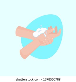 Washing hands with soap flat illustration