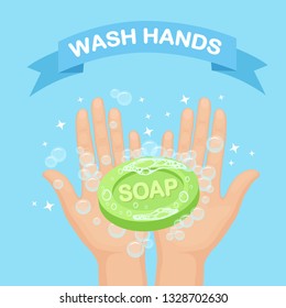 Washing Hands Soap Foam Scrub Gel Stock Vector (Royalty Free ...