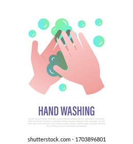 Washing hands with soap. Gradient icon. Hygiene for prevention coronavirus. Healthcare and medical vector illustration.