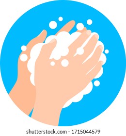 Washing hands with soap. Icon design. Vector illustration isolated on white background,