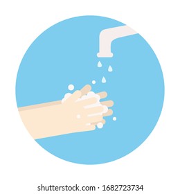 Washing hands with soap. icon vector illustration