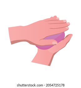 Washing hands with soap isometric icon on white background vector illustration