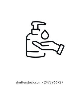 Washing hands with soap linear icon. Line customizable illustration. Contour symbol. Vector isolated outline drawing. Editable stroke