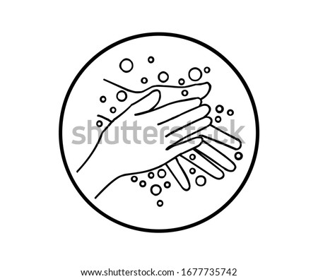 Washing hands with soap palm to palm round vector Illustration. including 
soap lather