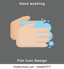 Washing hands with soap palm to palm vector design illustrate