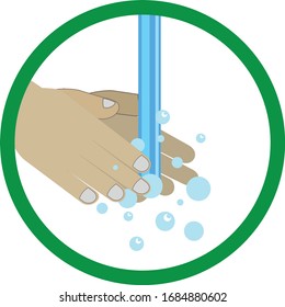 Washing hands with soap. Washing hands with soap to prevent virus and bacteria.Vector illustration. Isolated on white background