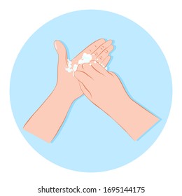 Händewaschen mit Seife zur Vorbeugung gegen Viren und Bakterien, Waschen von Fingernägeln Vektorillustration Symbol