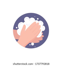 Washing hands with soap. Washing hands with soap to prevent virus and bacteria.Vector illustration. Isolated on white background. 