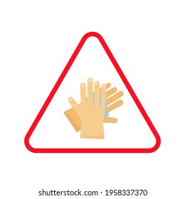 Lavar las manos con jabón para prevenir virus y bacterias.Ilustración vectorial. Aislado sobre fondo blanco.