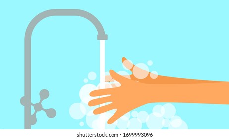 Washing hands with soap and running water. The concept of a dangerous pandemic coronavirus.