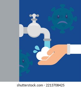 Washing hands with soap Self care Vector