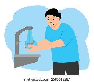 washing hands with soap under running water. washing hands. hygiene concept. cleaning hands. hand sanitizer