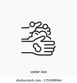 Washing hands with soap vector icon illustration. Coronavirus preventive measure icon. Ui/Ux. Premium quality.