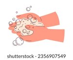 Washing Hands With Soap Vector Illustration