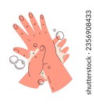 Washing Hands With Soap Vector Illustration