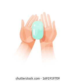 Lavarse las manos con jabón. Ilustración del vector