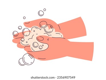 Washing Hands With Soap Vector Illustration
