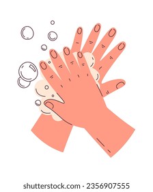 Washing Hands With Soap Vector Illustration