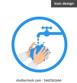 Washing Hands With Soap Vector Sign