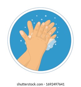 Washing hands with soap vector sign.  How to wash your hands infographic. Hand Washing Instruction