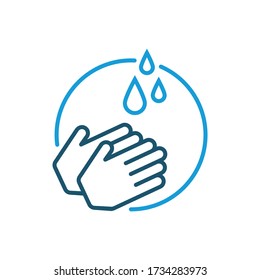 Washing hands with soap vector sign. Clean Hands flat icon. Wash hand concept. Arm in foam soap bubbles. Personal hygiene. Disinfection, skin care. Antibacterial washing. EPS 10.