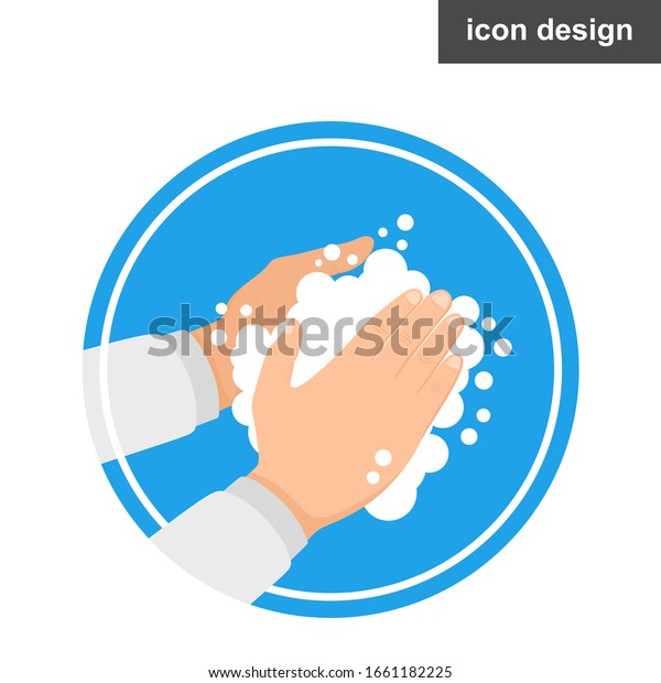 Washing hands with soap\
vector sign