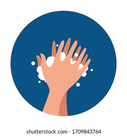 Washing hands with soap and water properly cartoon vector illustration. Flat medical care hygiene personal skin cleaning procedure colorful concept. Virus prevention protection steps design template