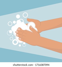 Washing hands with soap and water. Vector