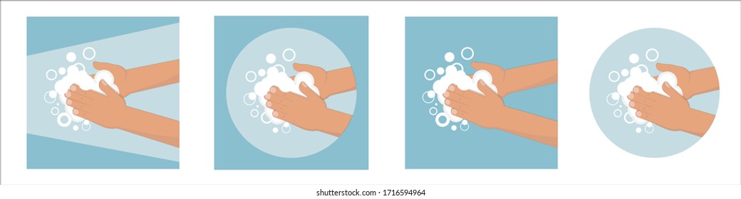 Lavarse las manos con agua y jabón. Conjunto de vectores