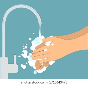 Washing hands with soap.Hygiene concept.