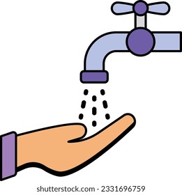 Washing hands under water tap vector color design, Housekeeping symbol, Office caretaker sign, porter or cleanser equipment stock illustration, Keeping Hands Clean concept