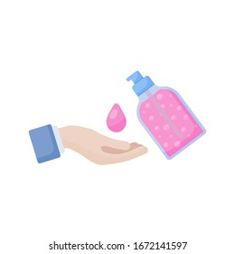 Washing hands vector flat icon. Graphic element for prevention of virus, bacteria spreading. Coronavirus or covid-19 safety symbol Disinfection