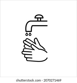 Icono del vector de lavado de manos negro con diseño de fondo blanco