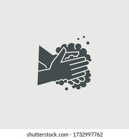 Signo de la ilustración del icono del vector de las manos de lavado