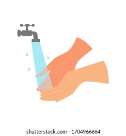 Washing hands. Vector icon on white background.