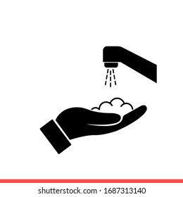 Washing hands vector icon, protection coronavirus, safe life symbol. Simple, flat design for web or mobile app