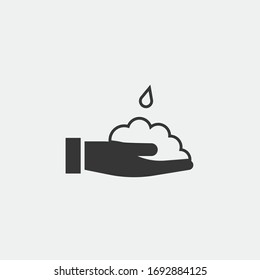 washing hands vector icon with soap hygiene icon