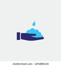 washing hands vector icon with soap hygiene icon