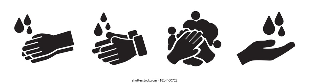 Washing hands vector icons collection in simple design