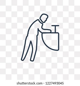 Washing Hands vector outline icon isolated on transparent background, high quality linear Washing Hands transparency concept can be used web and mobile