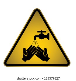 Washing Hands Warning Sign- Vector