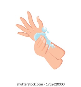 washing hands with water and soap on white background vector illustration design