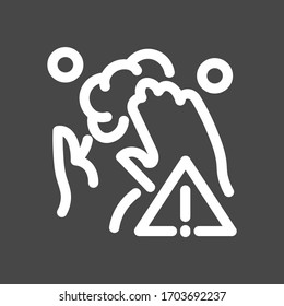 Washing hands white colored vector line icon with dark background